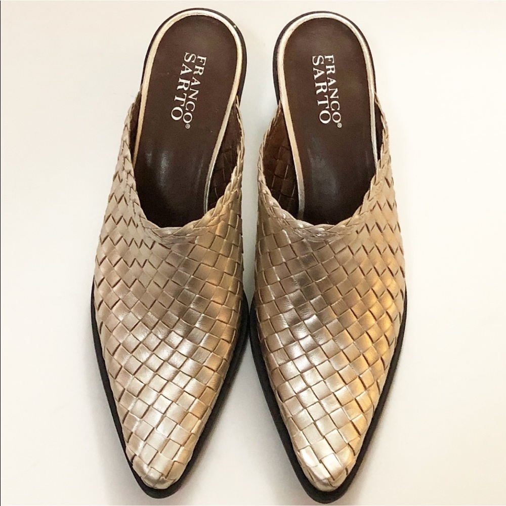 Beautiful Pewter Leather Mules - Picture 2 of 7